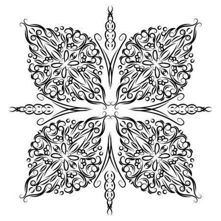 Decorative mandala. Vector illustration. Outline drawing. Ornate line art element. Ornamental floral pattern for wedding invitations, greeting cards.のイラスト素材