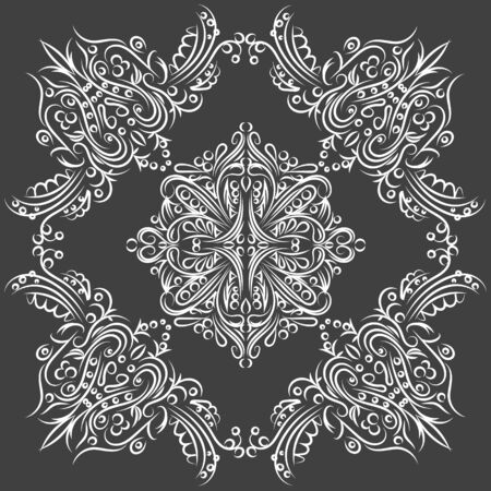 Decorative mandala. Vector illustration. Outline drawing. Ornate line art element. Ornamental floral pattern for wedding invitations, greeting cards.のイラスト素材