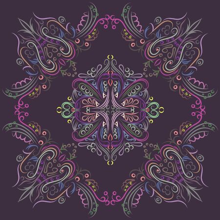 Decorative mandala. Vector illustration. Outline drawing. Ornate line art element. Ornamental floral pattern for wedding invitations, greeting cards.のイラスト素材