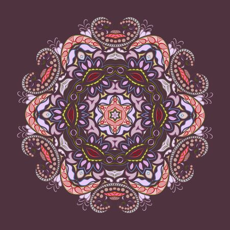 Decorative mandala. Vector illustration. Outline drawing. Ornate line art element. Ornamental floral pattern for wedding invitations, greeting cards.のイラスト素材
