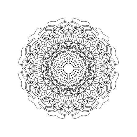 Decorative mandala. Vector illustration. Outline drawing. Ornate line art element. Ornamental floral pattern for wedding invitations, greeting cards.のイラスト素材