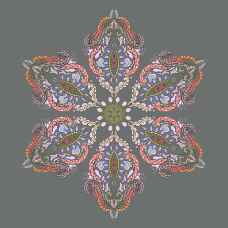 Decorative mandala. Vector illustration. Outline drawing. Ornate line art element. Ornamental floral pattern for wedding invitations, greeting cards.のイラスト素材