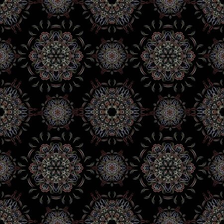 Ornate vintage seamless damask background. Floral baroque ornament in Victorian style. Pattern design, decorative retro decor, vector illustrationのイラスト素材