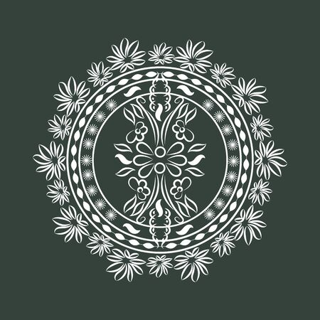 Decorative mandala. Vector illustration. Outline drawing. Ornate line art element. Ornamental floral pattern for wedding invitations, greeting cards.のイラスト素材