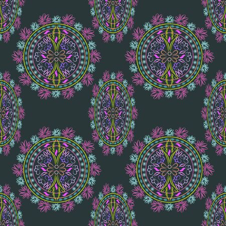 Ornate vintage seamless damask background. Floral baroque ornament in Victorian style. Pattern design, decorative retro decor, vector illustrationのイラスト素材