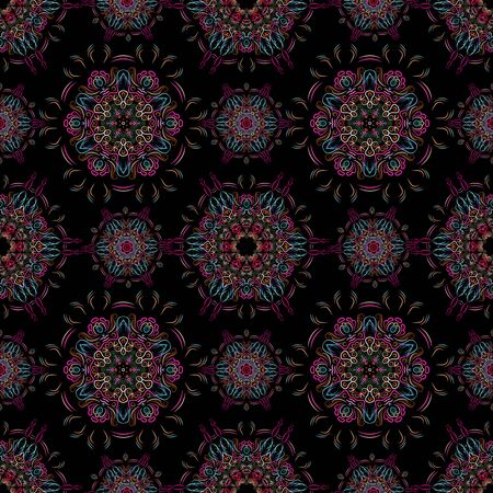 Ornate vintage seamless damask background. Floral baroque ornament in Victorian style. Pattern design, decorative retro decor, vector illustrationのイラスト素材