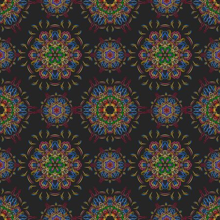 Ornate vintage seamless damask background. Floral baroque ornament in Victorian style. Pattern design, decorative retro decor, vector illustrationのイラスト素材