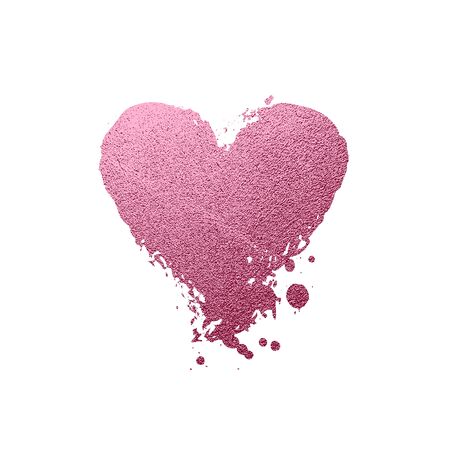 Rose gold glitter Heart icon for luxury Valentine, wedding greeting card, isolated on white. Hand drawn design for Valentines Day. Love romantic symbol. Vector illustrationのイラスト素材