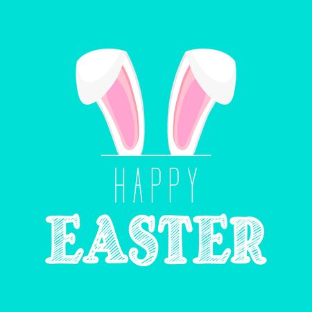 Happy Easter design with bunny ears for poster, banner or invitation cards. Vector illustrationのイラスト素材
