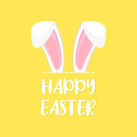 Happy Easter design with bunny ears for poster, banner or invitation cards. Vector illustrationのイラスト素材