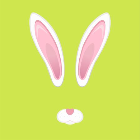 Easter bunny white ears and nose isolated. Cartoon cute rabbit mask for poster, banner or invitation cards. Vector illustrationのイラスト素材