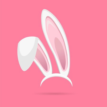 Easter bunny ears isolated on pink background. Cartoon cute rabbit Headband for poster, banner or invitation cards. Vector illustrationのイラスト素材