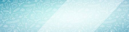 Header with place for text for medicine, science or pharmacy design. Medical hand drawn abstract background. Simple doodle health care pattern. Vector illustration.のイラスト素材