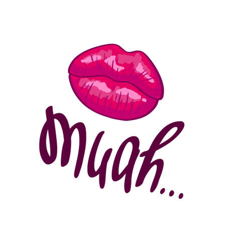 Romantic background, greeting card or gift card with text muah. Vector illustrationのイラスト素材