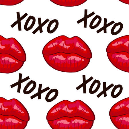 Vector seamless background. lips printsのイラスト素材