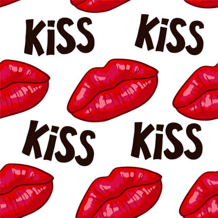 Vector seamless background. lips printsのイラスト素材