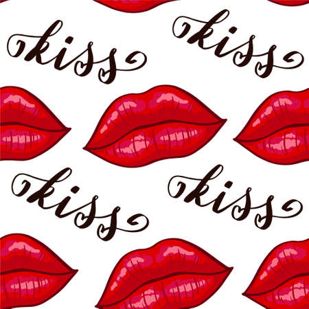 Vector seamless background. lips printsのイラスト素材