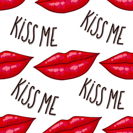 Vector seamless background. lips printsのイラスト素材