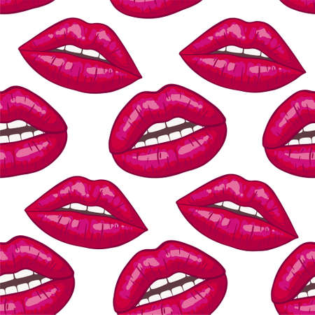 Vector seamless background. lips printsのイラスト素材