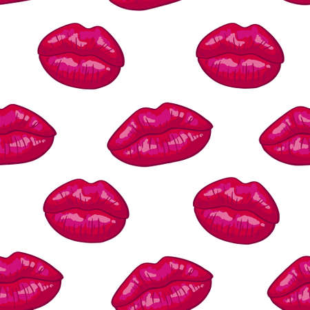 Vector seamless background. lips printsのイラスト素材