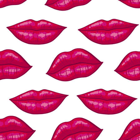 Vector seamless background. lips printsのイラスト素材