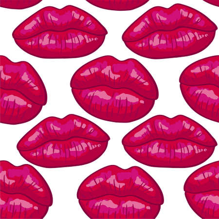 Vector seamless background. lips printsのイラスト素材