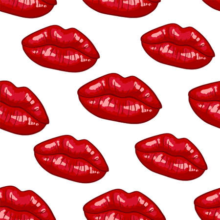 Vector seamless background. lips printsのイラスト素材