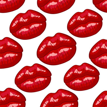 Vector seamless background. lips printsのイラスト素材
