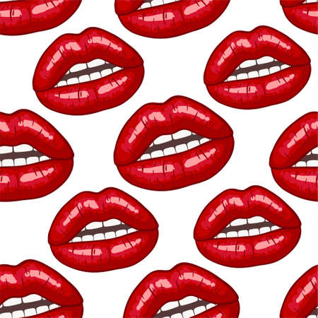 Vector seamless background. lips printsのイラスト素材