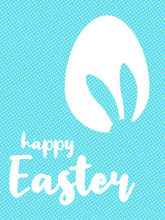 Happy Easter card or poster with cute egg and bunny ears silhouette on pastel background. Simple minimalistic design. Vectorのイラスト素材