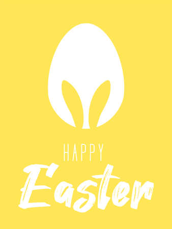 Happy Easter card or poster with cute egg and bunny ears silhouette on pastel background. Simple minimalistic design. Vectorのイラスト素材