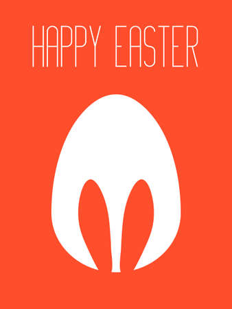 Happy Easter card or poster with cute egg and bunny ears silhouette on pastel background. Simple minimalistic design. Vectorのイラスト素材