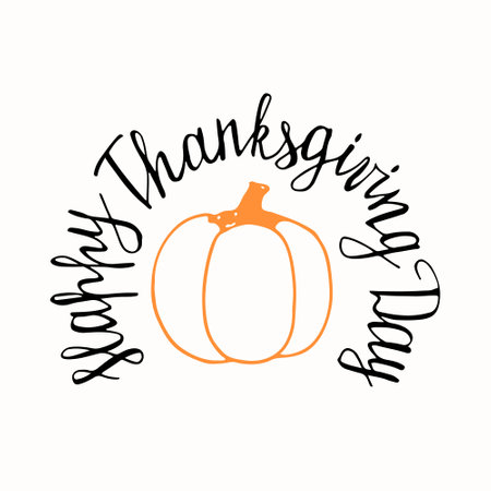 Hand drawn Happy Thanksgiving typography. Calligraphy letteringのイラスト素材