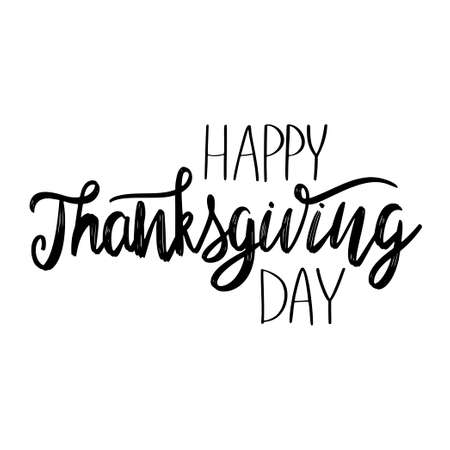 Hand drawn Happy Thanksgiving typography. Calligraphy letteringのイラスト素材