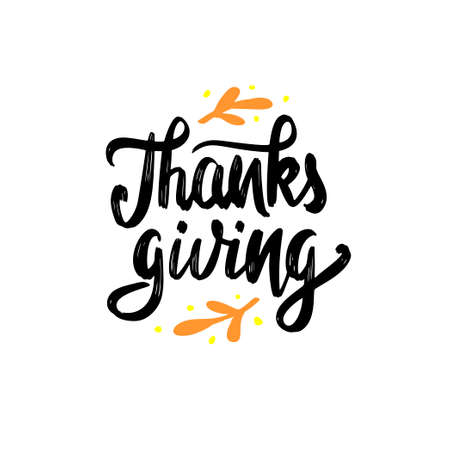Hand drawn Happy Thanksgiving typography. Calligraphy letteringのイラスト素材