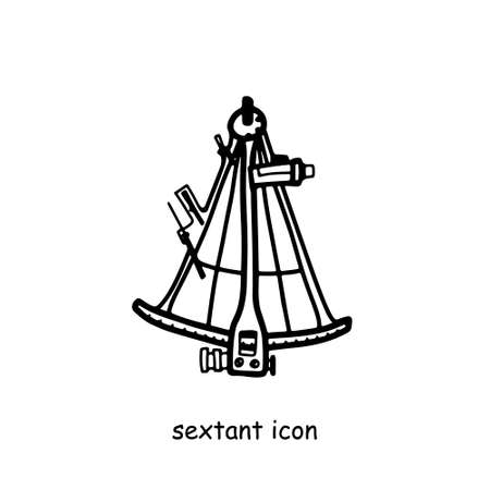 Sextant outline icon. Travel symbol isolated on white background. Vector illustrationのイラスト素材
