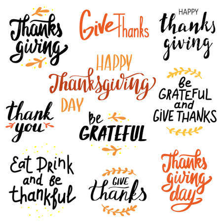 Hand drawn Happy Thanksgiving typography. Calligraphy letteringのイラスト素材