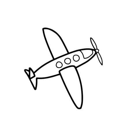Plane simple doodle icon. Airplane outline drawing. Hand drawn logotype isolated on white. Vector illustrationのイラスト素材