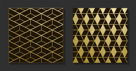 Golden luxury backgrounds set. Vintage vector illustration.のイラスト素材