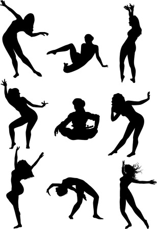 Girls dancing belly dance on a white backgroundのイラスト素材