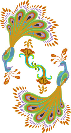 Fire-bird with a flower on a white backgroundのイラスト素材