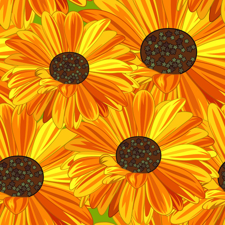 Yellow and Orange Daisy Seamless Background. のイラスト素材