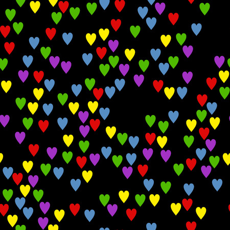 Abstract seamless image. Hearts on a black background. Vector illustration.