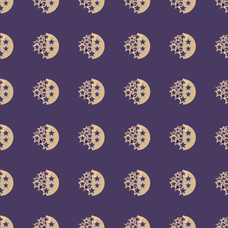 Moon and stars geometric  seamless pattern.  Template for prints, textile, wrapping and decoration, wallpaper.のイラスト素材