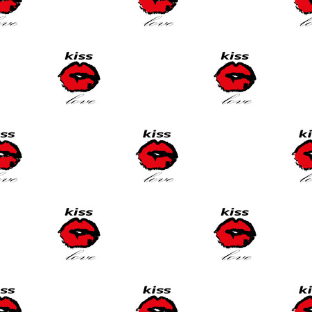 Kiss seamless pattern. Template for prints, textile, wrapping and decoration, wallpaper. Vector illustration.のイラスト素材
