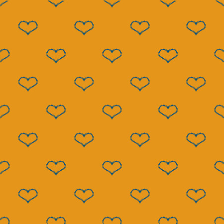 Blue hearts geometric seamless pattern on yellow background. Fashion and bright graphic design. Template for prints, textile, wrapping and decoration, wallpaper. Vector illustrationのイラスト素材