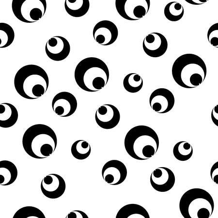 Black white bubbles geometric seamless pattern on white background. Fashion graphic design. Modern abstract texture. Template for prints, textile, wrapping and decoration, wallpaper. Vector illustrationのイラスト素材