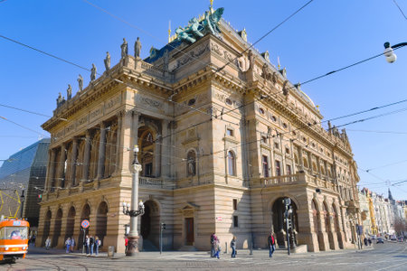 Prague, Czech, March 21, 2019: View of the National Theatre, Prague, Czech Republic.のeditorial素材