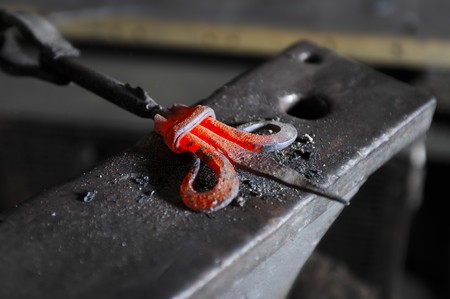 Making a decorative pattern in the smithyの写真素材