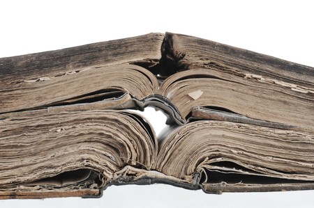 An opened Bible. Isolated on white backgroundの写真素材